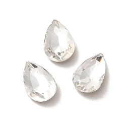Crystal Glass Rhinestone Cabochons, Point Back & Back Plated, Faceted, Teardrop, Crystal, 8x5x2.5mm