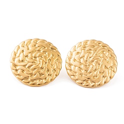 Flat Round Ion Plating(IP) 304 Stainless Steel Stud Earrings for Women, Golden, Flat Round, 22mm