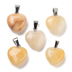 Топаз Нефрит Подвески из натурального топаза из нефрита, с металлической фурнитурой серебристого цвета, сердце, 16x6 мм