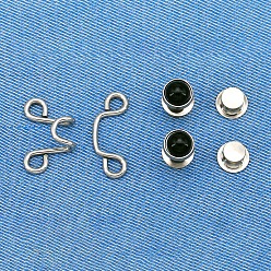 Black Alloy Plastic Imitation Pearl Adjustable Jean Button Pins, Waist Tightener, Platinum, Sewing Fasteners for Garment Accessories, Black, 27x11mm