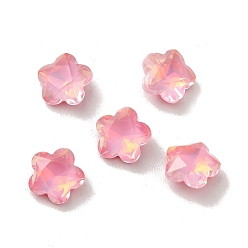 Rose Mocha Style K9 Glass Rhinestone Cabochons, Pointed Back & Back Plated, Faceted, Plum Blossom, Rose, 8x4mm