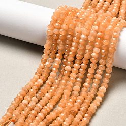 Темно-Оранжевый Окрашенная натуральная малайзия жадеит бусины пряди, граненые, темно-оранжевый, 4x2~3 мм, отверстие : 1 мм, около 115 шт / нитка, 14 дюйм
