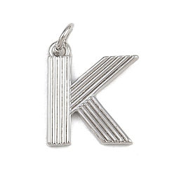 Letter K Латунные подвески, с целью перехода в кольце, письмо амулеты, стойки покрытие, долговечный, без кадмия и без свинца, платина, Письмо K, 15x12x1.5 мм, отверстие : 3.5 мм