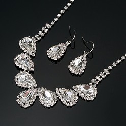 Blanc Boucles d'oreilles en cristal à la mode, pendentif, collier, incrustation de verre rouge et blanc