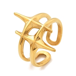 Золотой 304 Кольца-манжеты из нержавеющей стали в форме звезды, ионное покрытие (ip), золотые, 26 мм, внутренний диаметр: регулируемый