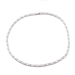 Real Platinum Plated Dainty Cubic Zirconia Classic Tennis Necklace for Men Women Gift, Chain Necklaces with Brass Findings, Lead Free & Cadmium Free, Real Platinum Plated, 17.52 inch(44.5cm)