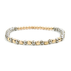 Небесно-голубой Женский браслет ручной работы с геометрическим черным ониксом и акриловыми бусинами и кристаллами