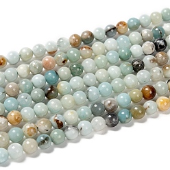 Flower Amazonite Natural Flower Amazonite Beads Strands, Round, 6mm, about 65 pcs/strand, 15.5 inch