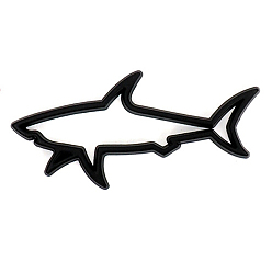 Electrophoresis Black Zinc Alloy 3D Shark Car Sticker Decals, for Vehicle Decoration, Electrophoresis Black, 38x78mm