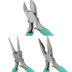 Turquoise SUNNYCLUE 45# Carbon Steel Jewelry Pliers, Nose Pliers, Polishing, Turquoise, 3pcs/bag