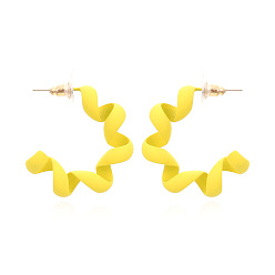 2# yellow Красочные серьги С-образной формы с карамельной глазурью и ярким дизайном телефонного провода