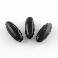 Black Oval Imitation Gemstone Acrylic Beads, Black, 31x12mm, Hole: 3mm, about 170pcs/500g