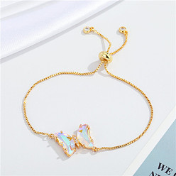 Clear AB European Jewelry Simple and Elegant Crystal Butterfly Bracelet Adjustable Bracelet for Women, Clear AB, 0.1cm