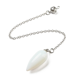 Опал Опалитовый шарм-пуля, Покрытие стойки платинового тона, латунные подвески-маятники для лозоходства, 212~220 мм, отверстие : 2 мм