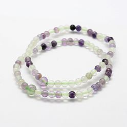 Fluorite Natural Fluorite Round Beads Stretch Bracelets, 2 inch(50mm), Bead: 6mm