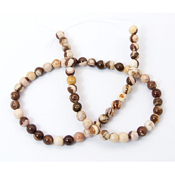Jaspe Zébré Naturelles zèbre jaspe perles brins, ronde, colorées, 6mm, Trou: 1mm
