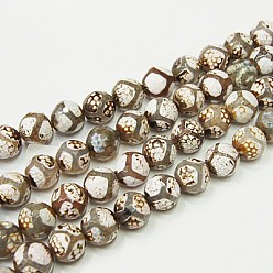 Gray Natural Agate Beads Strands, Dyed, Faceted Round, Gray, 10mm, Hole: 1mm, about 38pcs/strand, 14.9 inch