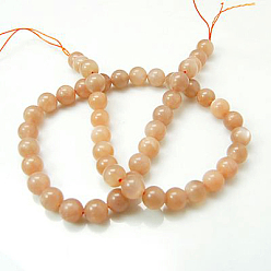Chocolate Natural Sunstone Beads Strands, Grade A,  Round, Chocolate, 14mm, Hole: 1mm