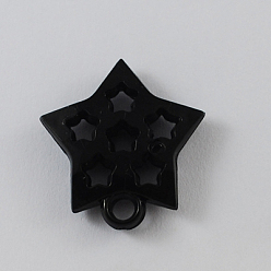 Black Opaque Acrylic Pendants, Star, Black, 30x27x6mm, Hole: 4mm, about 320pcs/500g