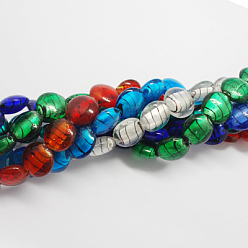 Mixed Color Handmade Silver Foil Glass Beads, Flat Round, Mixed Color, 20x20x5mm, Hole: 3mm