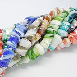 Mixed Color Handmade Lampwork Beads, Pearlized, Bone, Mixed Color, 20x16x9mm, Hole: 2mm