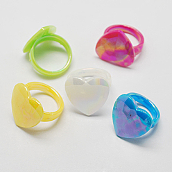 Mixed Color Kids Valentines Day Gifts Acrylic Rings for Kids, AB Color, Mixed Color, US Size 3(14mm)