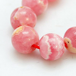 Rhodochrosite Natural Rhodochrosite Beads Strands, Round, 9~10mm, Hole: 1mm, about 38pcs/strand, 15.74 inch