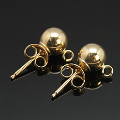 Real Gold Filled Yellow Gold Filled Ear Studs, with Loop, 1/20 14K Gold Filled, Cadmium Free & Nickel Free & Lead Free, 12x4mm, Hole: 1mm