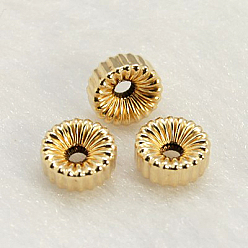 Real Gold Filled Yellow Gold Filled Corrugated Beads, 1/20 14K Gold Filled, Cadmium Free & Nickel Free & Lead Free, Rondelle, 4x2mm, Hole: 1mm