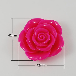 Deep Pink Resin Cabochons, Flower, Deep Pink, 42x16mm