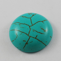 Dark Turquoise Gemstone Cabochons, Synthetical Turquoise, Half Round, Dark Turquoise, 20x7mm