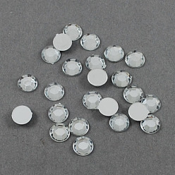 Clear Transparent Acrylic Rhinestone Cabochons, Flat Back & Back Plated, Faceted, Half Round, Clear, 8x2~3mm, about 2000pcs/bag