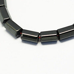 Noir Non-magnétiques perles d'hématite synthétique brins, Grade a, facette, colonne, noir, 6x4mm, Trou: 0.5mm