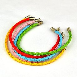 Mixed Color Braided PU Leather Cord Bracelet Making, with Iron Cord Tips, Nice for DIY Jewelry Making, Mixed Color, 165x3mm