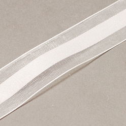 White Two-Tone Organza Ribbon, White, 5/8 inch(15~16mm), 25yards/roll
