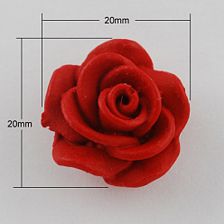 Red Cinnabar Beads, Flower, Red, 20x20x12mm, Hole: 2mm