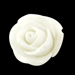 Белый Кабошоны из смолы, цветок, белые, 14x15x6 мм