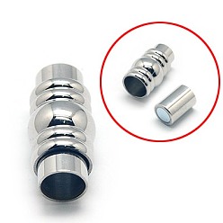 Stainless Steel Color 304 Stainless Steel Magnetic Clasps with Glue-in Ends, Column, Stainless Steel Color, 20x10mm