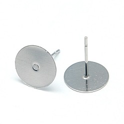 Stainless Steel Color 304 Stainless Steel Stud Earring Findings, Stainless Steel Color, 12x10mm, Pin: 0.7mm