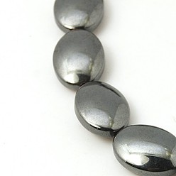 Non-magnetic Hematite Non-magnetic Synthetic Hematite Beads Strands, Grade A, Oval, 16x12x6mm, Hole: 1mm, about 23pcs/strand, 15.7 inch.