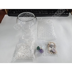 Glass DIY Microlandscape Glass Cylinder Making Kits, Including Glass Fish Bowl, Silica Sands, Shell & Gemstone Beads, 99x90mm