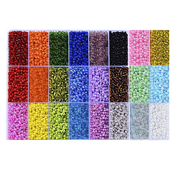 Mixed Color 24 Colors 6/0 Glass Seed Beads, Opaque Colors Lustered & Ceylon & Opaque Colours Seed & Frosted Colors & Colors Rainbow & Colours Lustered & Silver Lined & Transparent, Round, Mixed Color, 4mm, Hole: 1.5mm