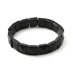 Обсидиан Квадратные натуральные обсидиановые бусины эластичные браслеты для женщин и мужчин, внутренний диаметр: 2-1/4~2-3/8 дюйм (5.55~5.95 см)