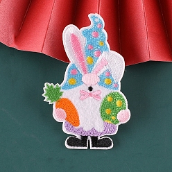 Rabbit Christmas Santa Claus Computerized Embroidery Cloth Self Adhesive Patches, Stick On Patch, Costume Accessories, Appliques, Rabbit, 60~80x39~55mm