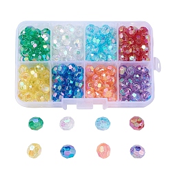 Mixed Color Eco-Friendly Transparent Acrylic Beads, Faceted, Round, AB Color, Mixed Color, 8mm, Hole: 1.5mm, 192pcs/box