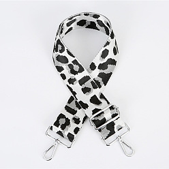 White Leopard Print Pattern Polyester Adjustable Wide Shoulder Strap, with Swivel Clasps, for Bag Replacement Accessories, Platinum, White, 80~130x5cm