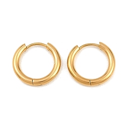 Золотой 304 обруч серьги из нержавеющей стали замке, толстые серьги-кольца, кольцо, золотые, 9 датчик, 16x17x2.5 мм, штифты : 1 мм
