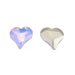 Violet K9 Glass Rhinestone Cabochons, Pointed Back & Back Plated, Faceted, Heart, Violet, 13x12x4mm