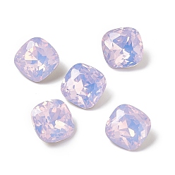 Cyclamen Opal Opal Style Eletroplated K9 Glass Rhinestone Cabochons, Pointed Back & Back Plated, Faceted, Square, Cyclamen Opal, 10x10x5mm