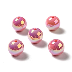 PeachPuff UV Plating Rainbow Iridescent Acrylic Beads, Round, PeachPuff, 15~15.5x15.5~16mm, Hole: 2.7mm